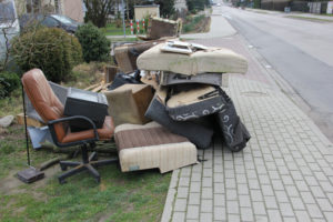 Junk items outside a home